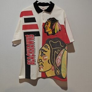 Vintage Chicago Blackhawks Shirt Large Polo Large Graphic NHL Team Rated